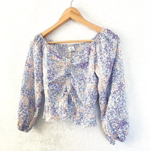 Japna floral drawstring ruched crop top size XS - Picture 2 of 8